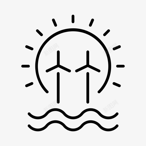 风能可再生能源太阳能图标svg_新图网 https://ixintu.com 可再生能源 太阳能 海浪 风能