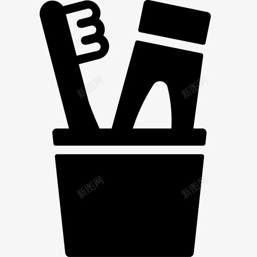 牙膏和刷子2个浴室清洁图标svg_新图网 https://ixintu.com 卫生 卫生间 浴室 浴室物品固体 清洁 牙科 牙膏和刷子2个