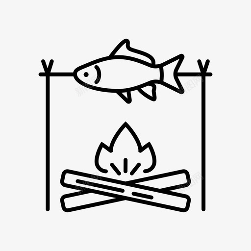 在木桩上钓鱼篝火烹饪图标svg_新图网 https://ixintu.com 在木桩上钓鱼 烹饪 篝火 钓鱼