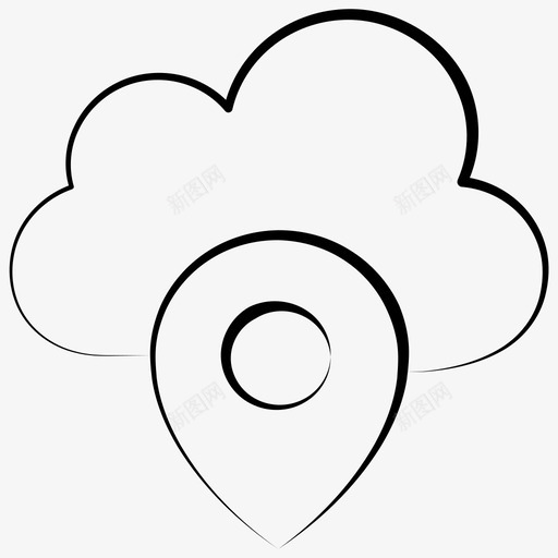 位置服务器云gps图标svg_新图网 https://ixintu.com gps 云 位置服务器 地图 网页设计开发手绘图标