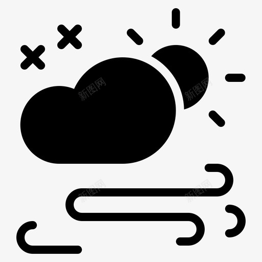 风暴云白天图标svg_新图网 https://ixintu.com 云 天气雕文 太阳 暴风雪 白天 风 风暴