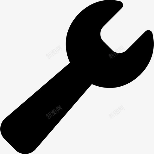 黑色扳手工具和器具盆图标svg_新图网 https://ixintu.com 工具和器具 盆 黑色扳手