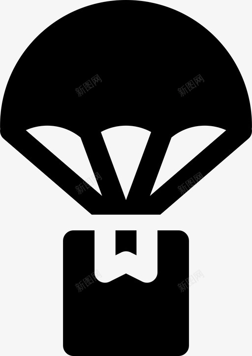 包裹空运快递图标svg_新图网 https://ixintu.com 全球物流 包裹 快递 海运 空运 邮件 降落伞