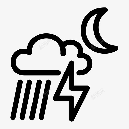 夜风暴云闪电图标svg_新图网 https://ixintu.com 云 夜风暴 天气 闪电 雨 雷