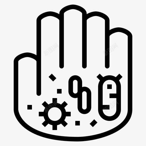 细菌传染性手图标svg_新图网 https://ixintu.com 传染性 医疗保健和医院 卫生 手 洗涤 细菌