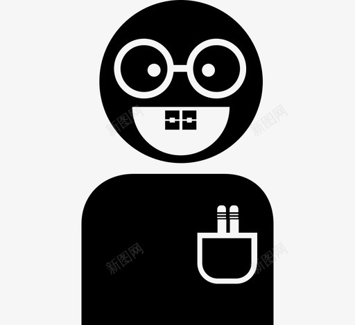 书呆子牙套怪胎图标svg_新图网 https://ixintu.com 书呆子 怪胎 技术员 牙套 眼镜