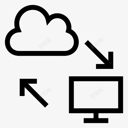 云到桌面计算网络图标svg_新图网 https://ixintu.com 云到桌面 天气 存储 搜索引擎优化营销线图标 网络 计算