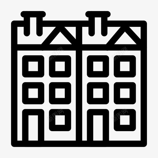 联排别墅公寓大楼图标svg_新图网 https://ixintu.com 住宅 公寓 复式公寓 大楼 建筑物 联排别墅