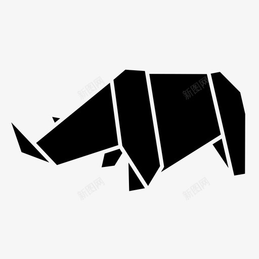 犀牛动物折叠图标svg_新图网 https://ixintu.com 几何设计 动物 折叠 折纸 折纸动物 犀牛 纸
