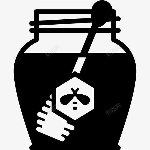 带蜂蜜勺的玻璃养蜂健康图标svg_新图网 https://ixintu.com 健康 养蜂 坛子 带蜂蜜勺的玻璃 美味的花园养蜂雕文 蜂蜜勺
