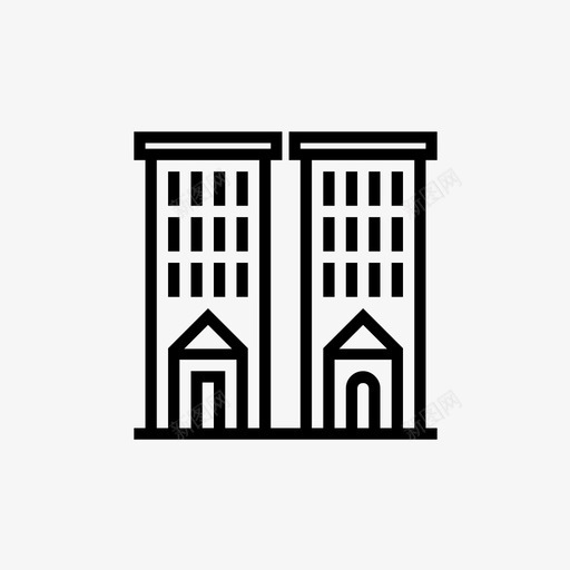 联排别墅公寓建筑物图标svg_新图网 https://ixintu.com 公寓 建筑物 联排别墅