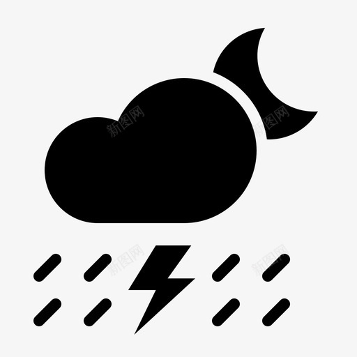 降雨云闪电图标svg_新图网 https://ixintu.com 云 夜晚 天气铭文 闪电 降雨 雷电