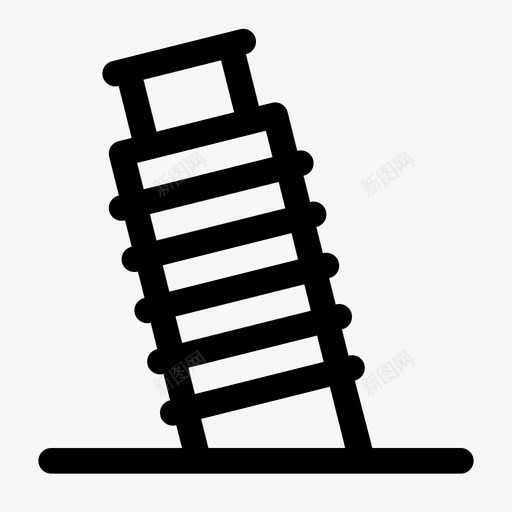 比萨塔建筑纯线条图标svg_新图网 https://ixintu.com 建筑 比萨塔 纯线条