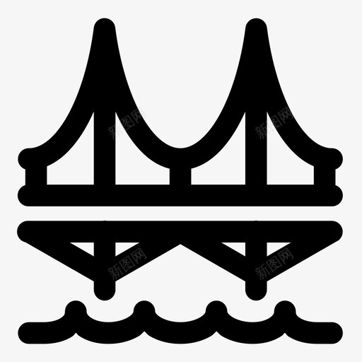 桥建筑河流图标svg_新图网 https://ixintu.com 大海 建筑 桥 水 河流