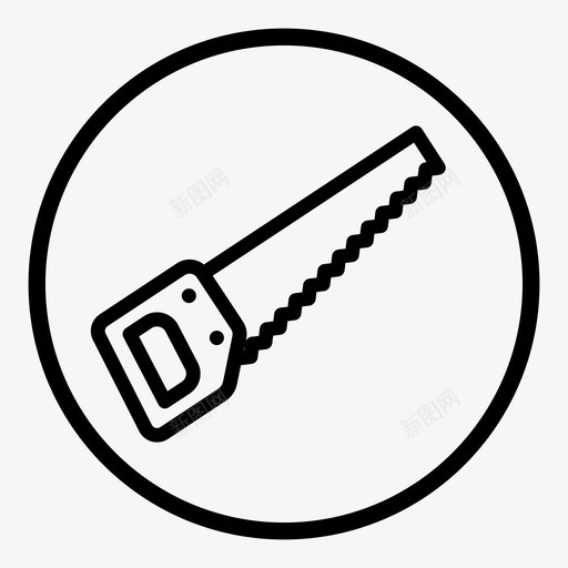 手锯工具建筑手工具图标svg_新图网 https://ixintu.com 工具 建筑 手工具 手锯工具