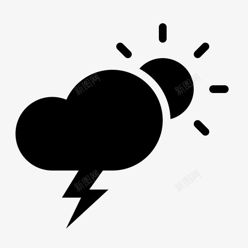 闪电云天图标svg_新图网 https://ixintu.com 云 天 天气象形文字 闪电 雨 预报 风暴