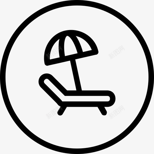 休息室海滩床图标svg_新图网 https://ixintu.com 休息室 圆线类 床 放松 海滩 阳光 雨伞