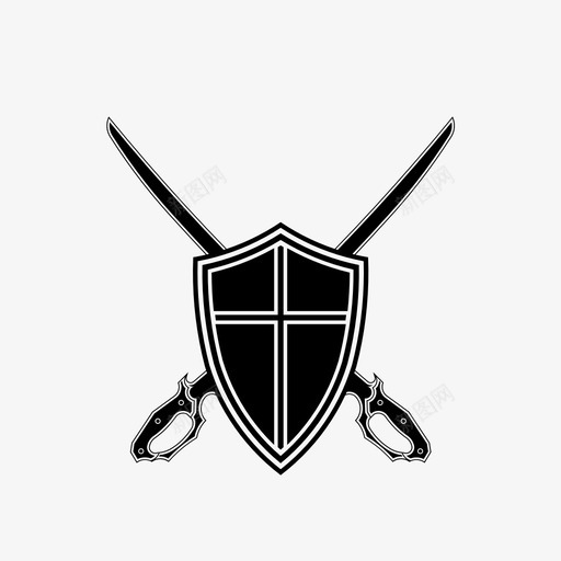 盾和刀防御剑图标svg_新图网 https://ixintu.com 剑 剑和武器 武器 盾和刀 防御