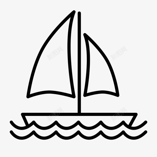 帆船沙滩大海图标svg_新图网 https://ixintu.com 大海 帆船 沙滩