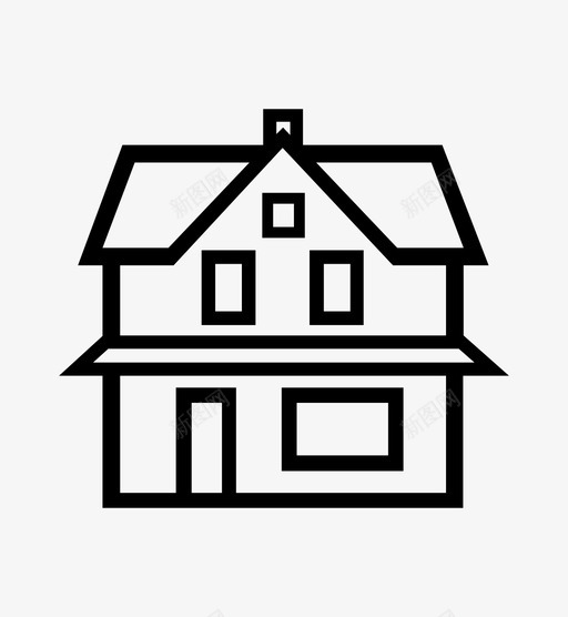 两层小屋烟囱家图标svg_新图网 https://ixintu.com 两层小屋 家 房子 烟囱 财产