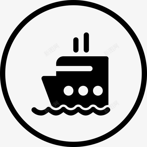 邮轮船海洋图标svg_新图网 https://ixintu.com 旅行 海洋 海洋生物微型圆形固体图标集合 船 邮轮