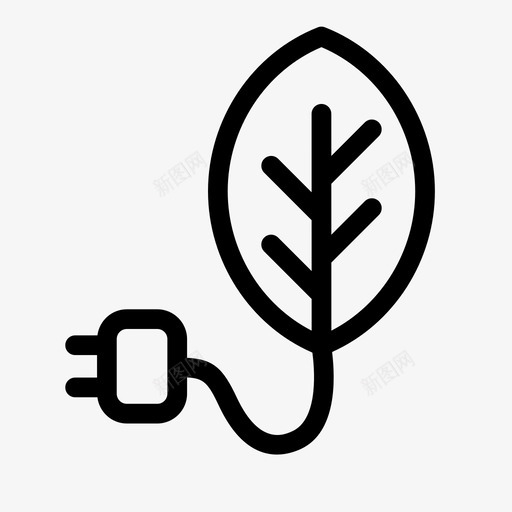 绿色能源生态叶图标svg_新图网 https://ixintu.com 叶 插头 生态 绿色能源 绿色能源生态
