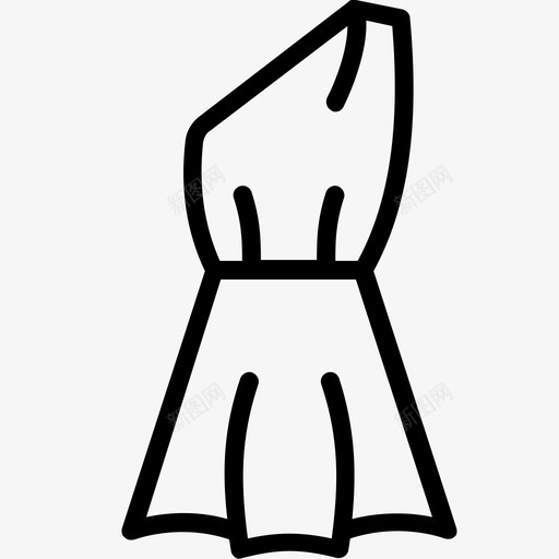 单肩连衣裙服装女装图标svg_新图网 https://ixintu.com 单肩连衣裙 女装 女装轮廓集 服装