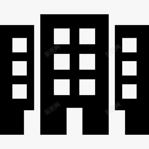 三栋楼poi大楼图标svg_新图网 https://ixintu.com poi大楼 三栋楼