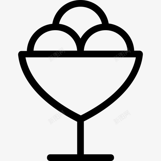 冰淇淋甜点食物图标svg_新图网 https://ixintu.com 冰淇淋 冰淇淋杯 派对和庆祝线图标 甜点 食物