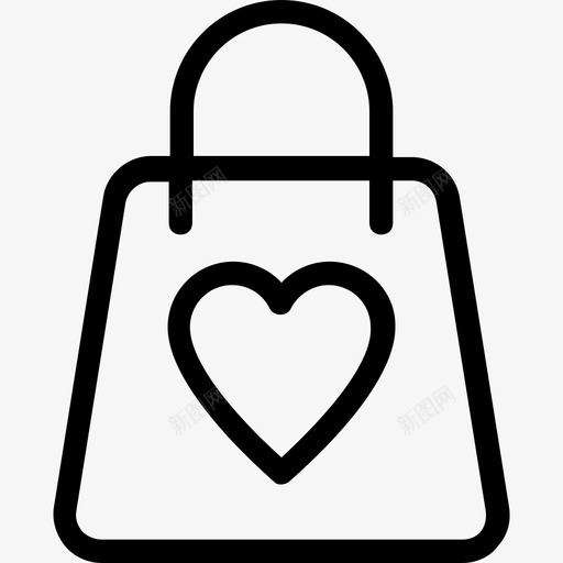 购物袋手袋心形图标svg_新图网 https://ixintu.com 心形 情人节礼物 情人节购物 手袋 爱情和婚礼线图标 购物袋