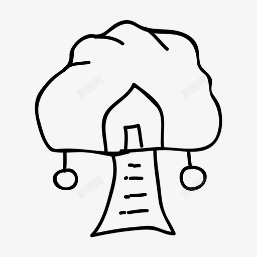 树屋后院花园图标svg_新图网 https://ixintu.com 卡通树屋 后院 操场 树屋 游乐场 花园