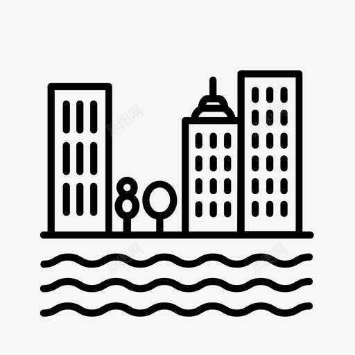 建筑物城市湖泊图标svg_新图网 https://ixintu.com 城市 城镇 威尼斯 建筑物 湖泊