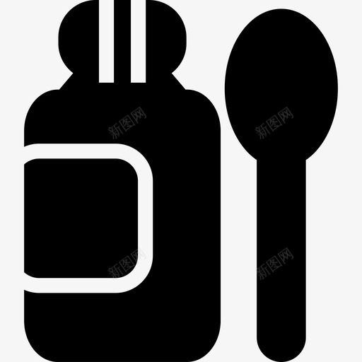 止咳糖浆瓶子治疗图标svg_新图网 https://ixintu.com 止咳糖浆 汤匙 治愈图标填充 治疗 瓶子 药物