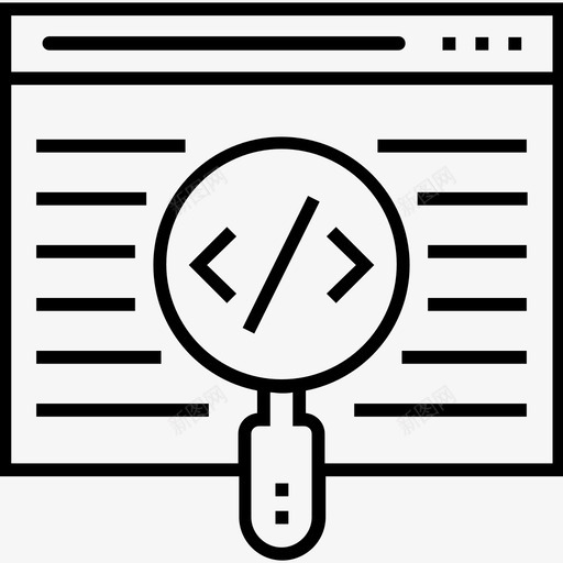 源代码编码div图标svg_新图网 https://ixintu.com 1400网页和搜索引擎优化平面线图标 div 放大镜 源代码 编码 编程