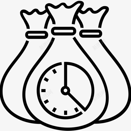 投资时间钱袋子计时器图标svg_新图网 https://ixintu.com 600金融平面线图标 投资时间 计时器 钱袋子