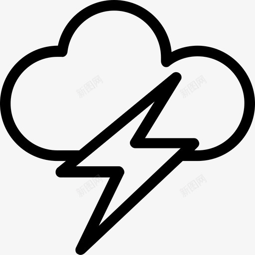 雷雨云天空图标svg_新图网 https://ixintu.com 云 天气 天空 科技线图标 雷雨