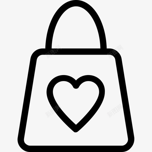 购物袋手袋心形图标svg_新图网 https://ixintu.com 心形 情人节礼物 情人节购物 手袋 爱情和婚礼线图标 购物袋
