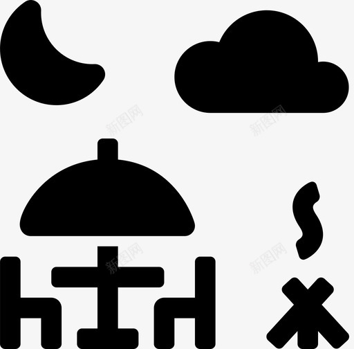桌上篝火云彩图标svg_新图网 https://ixintu.com 云彩 夜晚 月亮 桌上 气象景观尽收眼底 篝火 花园