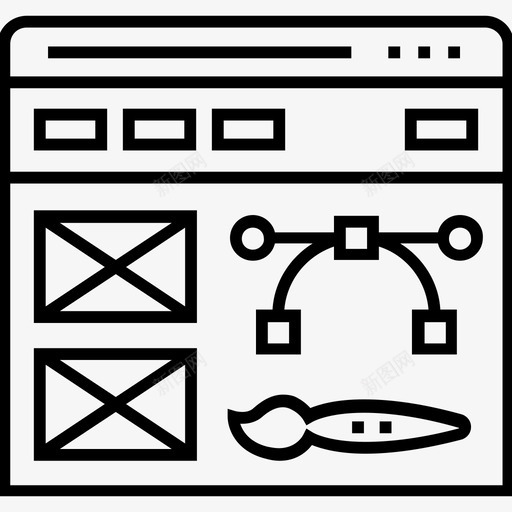 网页贝塞尔工具前端图标svg_新图网 https://ixintu.com 1400网页和搜索引擎优化平面线图标 前端 平面设计 网页布局 网页设计 贝塞尔工具