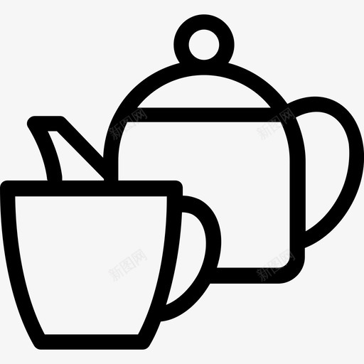 茶具茶杯茶壶图标svg_新图网 https://ixintu.com 茶具 茶壶 茶杯 食品线图标 餐具