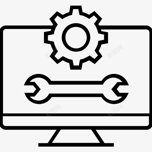 系统设置配置安装图标svg_新图网 https://ixintu.com 1400网络和搜索引擎优化平面线图标 安装 监视器 系统设置 配置