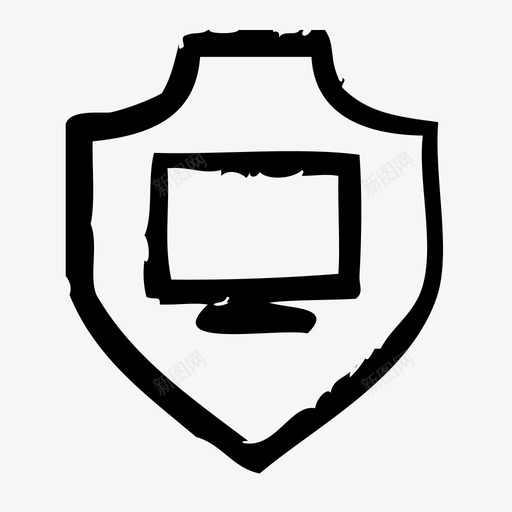 电视锁保护图标svg_新图网 https://ixintu.com 保护 安保 安全 屏蔽 电视 草图 锁