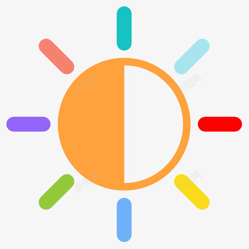 太阳一半图标svg_新图网 https://ixintu.com 一半 太阳