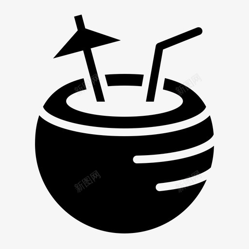 椰子水海滩假日图标svg_新图网 https://ixintu.com 假日 假期 夏天 夏季雕文 椰子水 海滩