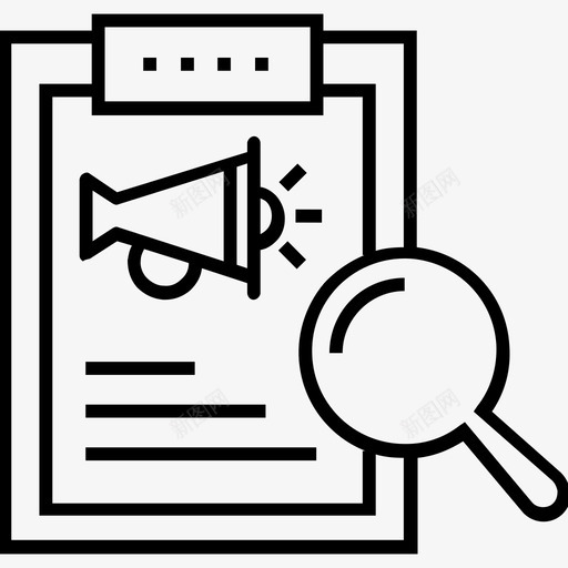 线下广告研究工具剪贴板查找图标svg_新图网 https://ixintu.com 1400网页和搜索引擎优化平面线图标 剪贴板 扩音器 查找 线下广告研究工具