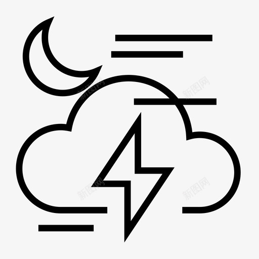 夜间闪电雷声天气图标svg_新图网 https://ixintu.com 夜间闪电 天气 雷声