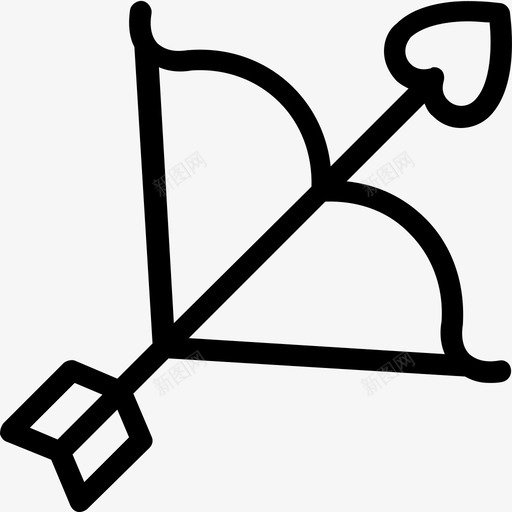 丘比特弓射箭箭图标svg_新图网 https://ixintu.com 丘比特弓 射箭 心箭 爱情和婚礼线图标 箭