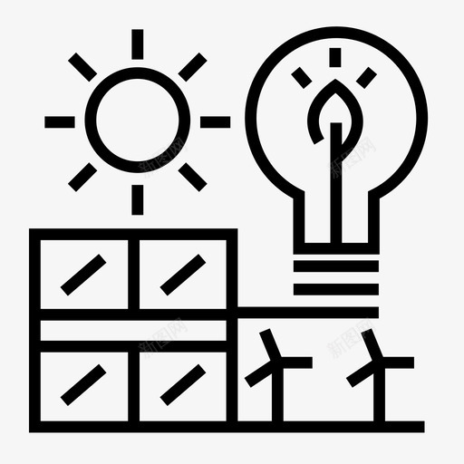 可再生能源绿色电力图标svg_新图网 https://ixintu.com 全球变暖 可再生能源 电力 绿色