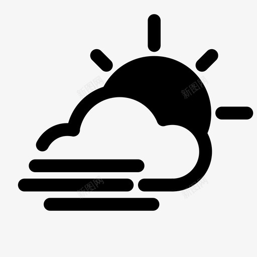 有风的太阳云黑暗天气图标svg_新图网 https://ixintu.com 天气 有风的太阳云 预报 黑暗