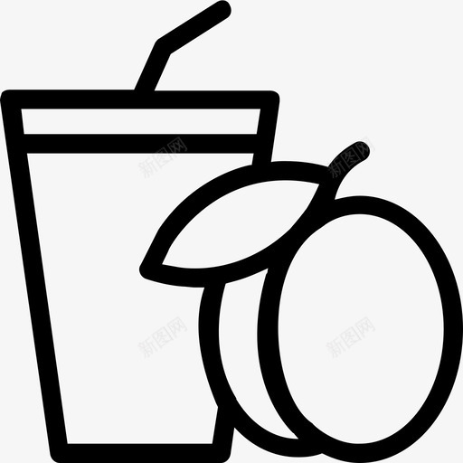 桃子汁饮料玻璃杯图标svg_新图网 https://ixintu.com 桃子汁 玻璃杯 食品线图标 饮料